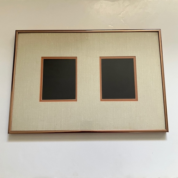 Vintage copper rectangular picture frame oatmeal canvas matting - Picture 7 of 13